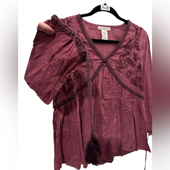 Boho Purple Embroidered Blouse. EUC - Picture 3 of 5